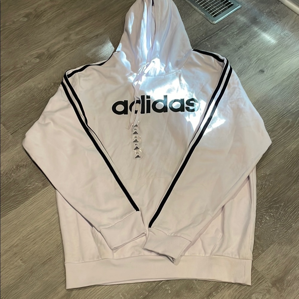 New Adidas White Hoodie with Black Accents